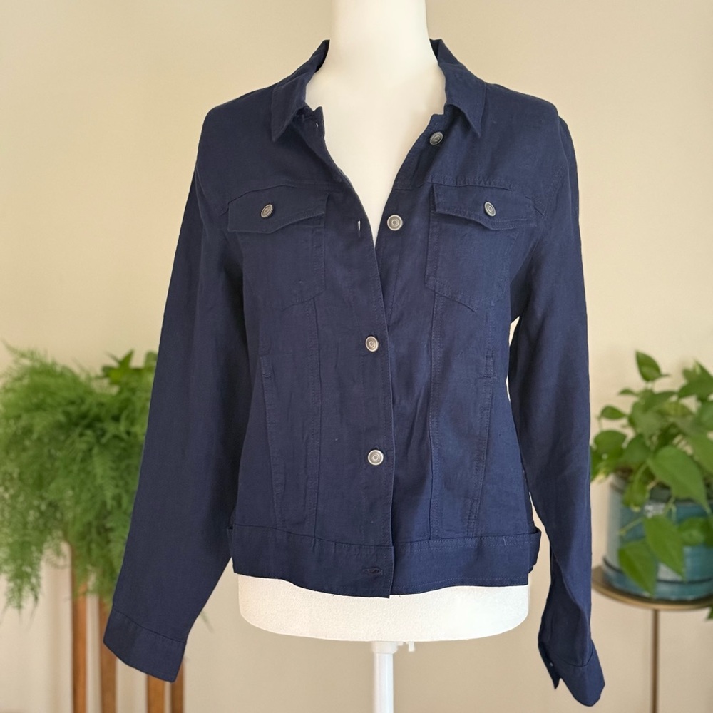 Classic Navy Women's Linen Jacket